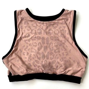 Rose and black sports bra